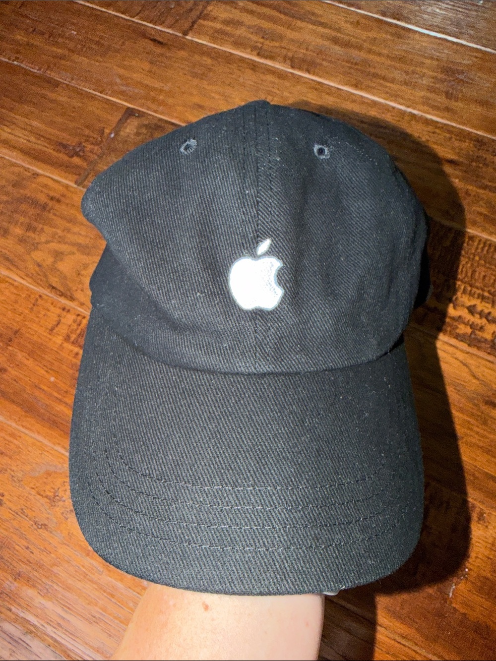 Apple Logo Black Cap with White Apple, adjustable backing